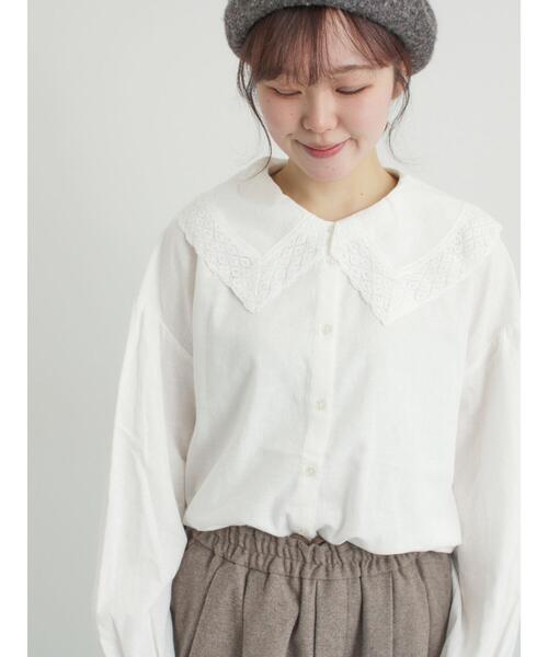 今季新作 レース シャツ　未使用　1.8万 2WAY】レースBig襟取り外しブラウス（シャツ/ブラウス）｜Samansa Mos2