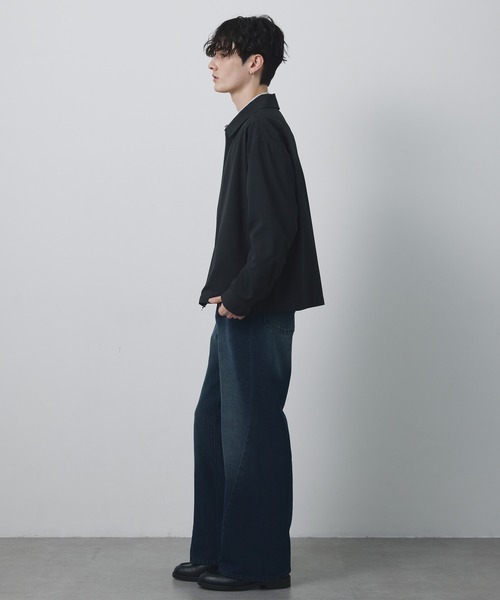 CIYOT（シヨウト）の「【CIYOT-シヨウト-】ショート丈 ジップアップ ルーズ シャツ ブルゾン / 速乾・UVカット・イージーケア（ブルゾン・メンズ・ブラウン/グレー/ダークネイビー/スミクロ・L/M/S）」の14枚目の写真