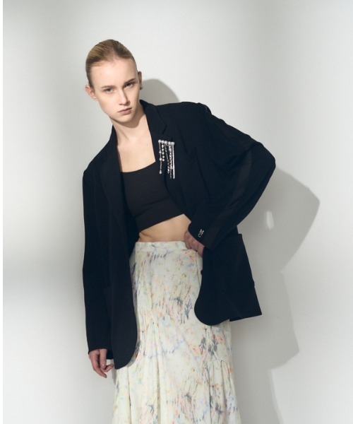 Muel Chic(ミュエルシック)の「Liora Jersey tailored リオラジャージテーラード(テーラードジャケット・レディース・ブラック/ネイビー/アイボリー・FREE)」の3枚目の写真