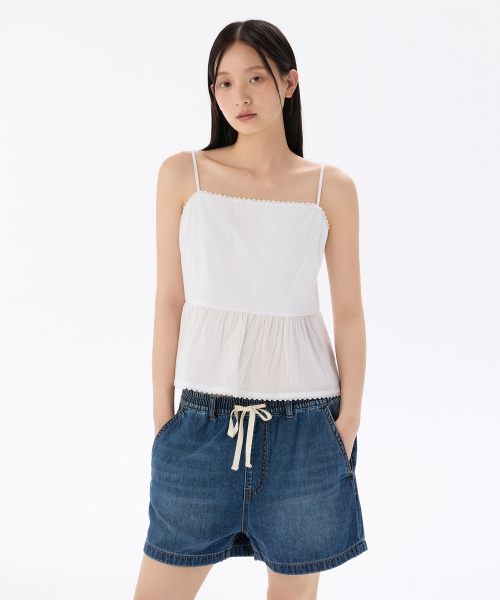 MUSINSA STANDARD WOMAN（ムシンサスタンダードウーマン）の「ウィメンズレーストリムスリーブレスペプラムトップ[ホワイト]（シャツ/ブラウス・レディース・その他・LARGE/MEDIUM/SMALL/X-SMALL）」の3枚目の写真