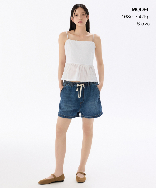 MUSINSA STANDARD WOMAN（ムシンサスタンダードウーマン）の「ウィメンズレーストリムスリーブレスペプラムトップ[ホワイト]（シャツ/ブラウス・レディース・その他・LARGE/MEDIUM/SMALL/X-SMALL）」の4枚目の写真