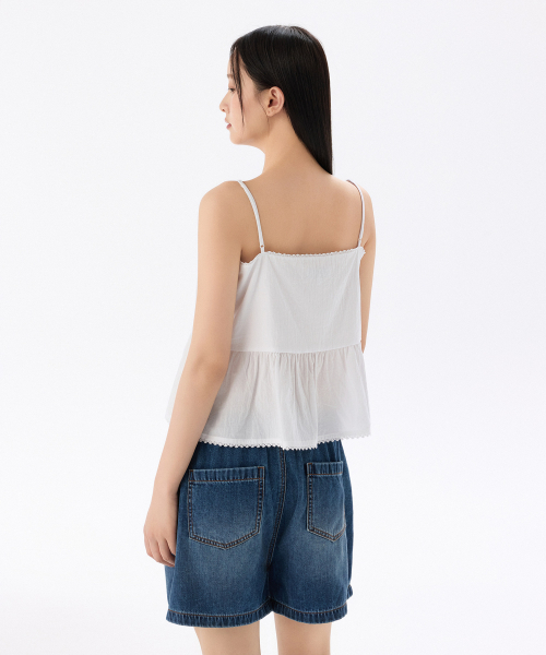 MUSINSA STANDARD WOMAN（ムシンサスタンダードウーマン）の「ウィメンズレーストリムスリーブレスペプラムトップ[ホワイト]（シャツ/ブラウス・レディース・その他・LARGE/MEDIUM/SMALL/X-SMALL）」の5枚目の写真