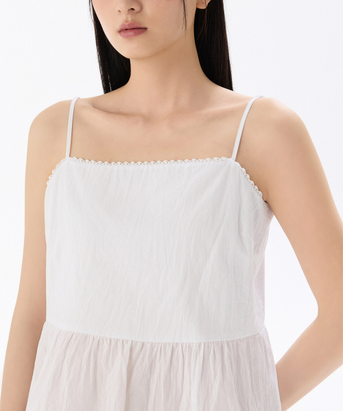MUSINSA STANDARD WOMAN（ムシンサスタンダードウーマン）の「ウィメンズレーストリムスリーブレスペプラムトップ[ホワイト]（シャツ/ブラウス・レディース・その他・LARGE/MEDIUM/SMALL/X-SMALL）」の6枚目の写真