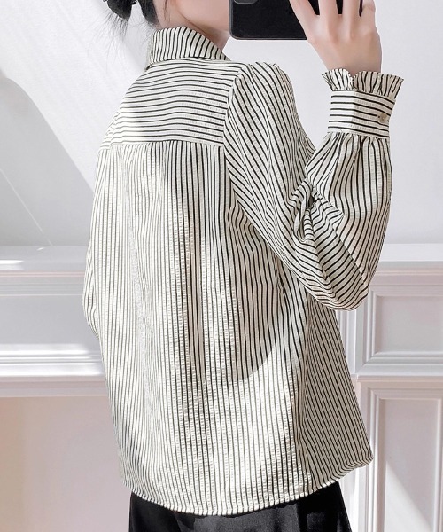 ONEP STAR(ワンピスター)の「袖フリルデザインストライプシャツ(シャツ/ブラウス・レディース・ストライプ・MEDIUM/LARGE)」の10枚目の写真