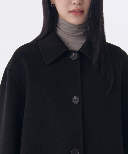 MUSINSA STANDARD WOMAN（ムシンサスタンダードウーマン）の「ウィメンズカシミヤブレンドハンドメイドショートマックコート[ブラック]（チェスターコート・レディース・その他・LARGE/MEDIUM/SMALL/X-SMALL）」の3枚目の写真