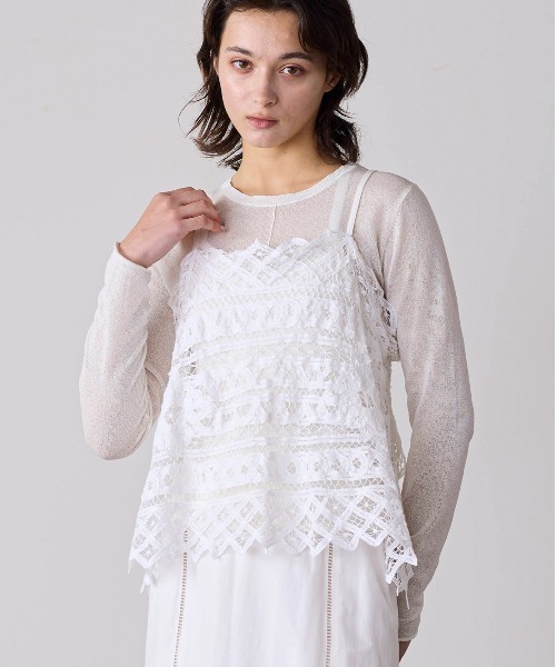 Marilyn Moon(マリリンムーン)の「batten lace camisole(キャミソール・レディース・ブラック/ダークブルー/ホワイト・FREE)」の1枚目の写真