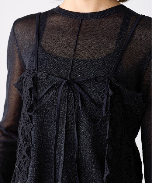 Marilyn Moon(マリリンムーン)の「batten lace camisole(キャミソール・レディース・ブラック/ダークブルー/ホワイト・FREE)」の11枚目の写真