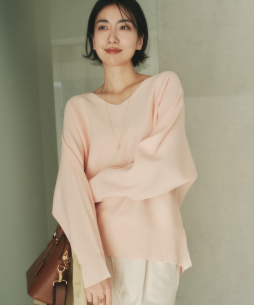 Elura(エルーラ)の「≪WEB限定≫もっちり立体プルオーバー/650193(ニット/セーター・レディース・ブラウン/グリーン/ピンク系/パープル/ネイビー/オレンジ/オフホワイト・FREE)」の1枚目の写真