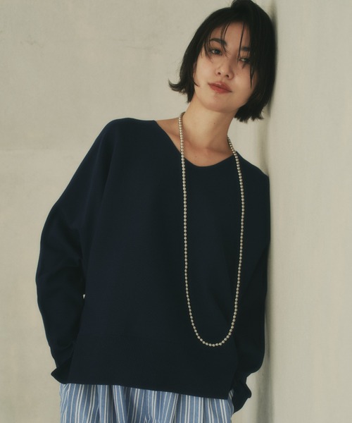 Elura(エルーラ)の「≪WEB限定≫もっちり立体プルオーバー/650193(ニット/セーター・レディース・ブラウン/グリーン/ピンク系/パープル/ネイビー/オレンジ/オフホワイト・FREE)」の5枚目の写真