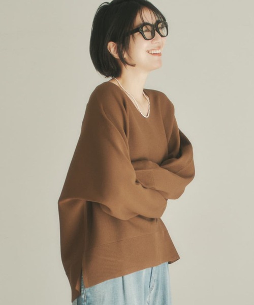 Elura(エルーラ)の「≪WEB限定≫もっちり立体プルオーバー/650193(ニット/セーター・レディース・ブラウン/グリーン/ピンク系/パープル/ネイビー/オレンジ/オフホワイト・FREE)」の3枚目の写真