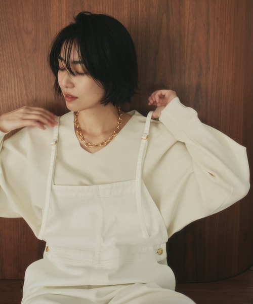 Elura(エルーラ)の「≪WEB限定≫もっちり立体プルオーバー/650193(ニット/セーター・レディース・ブラウン/グリーン/ピンク系/パープル/ネイビー/オレンジ/オフホワイト・FREE)」の2枚目の写真