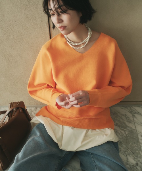 Elura(エルーラ)の「≪WEB限定≫もっちり立体プルオーバー/650193(ニット/セーター・レディース・ブラウン/グリーン/ピンク系/パープル/ネイビー/オレンジ/オフホワイト・FREE)」の7枚目の写真