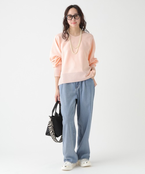 Elura(エルーラ)の「≪WEB限定≫もっちり立体プルオーバー/650193(ニット/セーター・レディース・ブラウン/グリーン/ピンク系/パープル/ネイビー/オレンジ/オフホワイト・FREE)」の11枚目の写真
