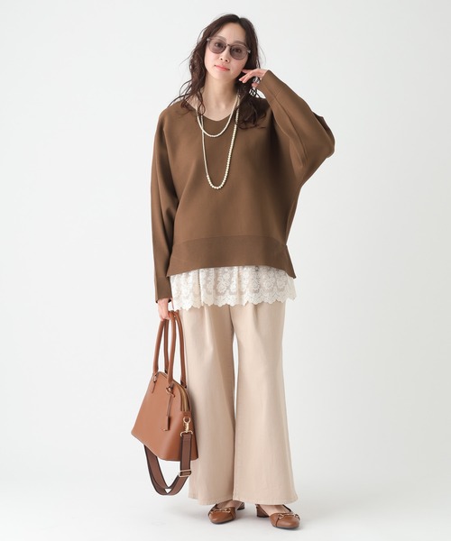 Elura(エルーラ)の「≪WEB限定≫もっちり立体プルオーバー/650193(ニット/セーター・レディース・ブラウン/グリーン/ピンク系/パープル/ネイビー/オレンジ/オフホワイト・FREE)」の16枚目の写真