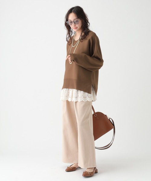 Elura(エルーラ)の「≪WEB限定≫もっちり立体プルオーバー/650193(ニット/セーター・レディース・ブラウン/グリーン/ピンク系/パープル/ネイビー/オレンジ/オフホワイト・FREE)」の17枚目の写真