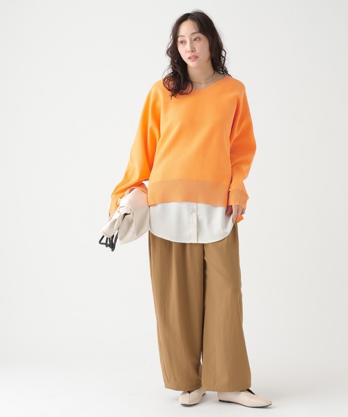 Elura(エルーラ)の「≪WEB限定≫もっちり立体プルオーバー/650193(ニット/セーター・レディース・ブラウン/グリーン/ピンク系/パープル/ネイビー/オレンジ/オフホワイト・FREE)」の14枚目の写真