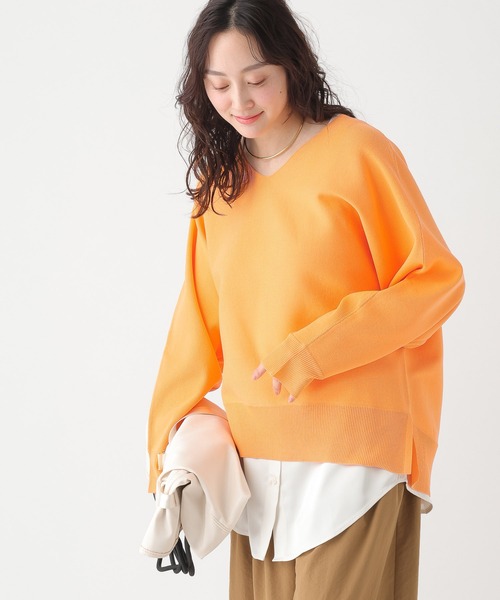 Elura(エルーラ)の「≪WEB限定≫もっちり立体プルオーバー/650193(ニット/セーター・レディース・ブラウン/グリーン/ピンク系/パープル/ネイビー/オレンジ/オフホワイト・FREE)」の13枚目の写真