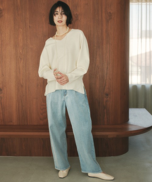 Elura(エルーラ)の「≪WEB限定≫もっちり立体プルオーバー/650193(ニット/セーター・レディース・ブラウン/グリーン/ピンク系/パープル/ネイビー/オレンジ/オフホワイト・FREE)」の9枚目の写真