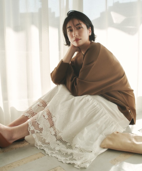 Elura(エルーラ)の「≪WEB限定≫もっちり立体プルオーバー/650193(ニット/セーター・レディース・ブラウン/グリーン/ピンク系/パープル/ネイビー/オレンジ/オフホワイト・FREE)」の16枚目の写真