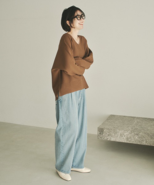 Elura(エルーラ)の「≪WEB限定≫もっちり立体プルオーバー/650193(ニット/セーター・レディース・ブラウン/グリーン/ピンク系/パープル/ネイビー/オレンジ/オフホワイト・FREE)」の15枚目の写真