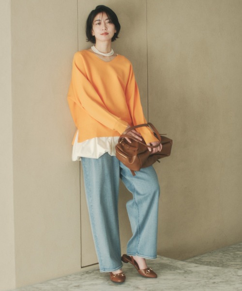 Elura(エルーラ)の「≪WEB限定≫もっちり立体プルオーバー/650193(ニット/セーター・レディース・ブラウン/グリーン/ピンク系/パープル/ネイビー/オレンジ/オフホワイト・FREE)」の13枚目の写真