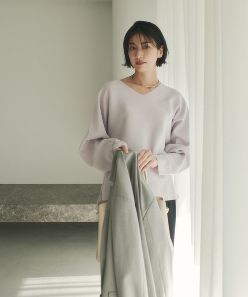 Elura(エルーラ)の「≪WEB限定≫もっちり立体プルオーバー/650193(ニット/セーター・レディース・ブラウン/グリーン/ピンク系/パープル/ネイビー/オレンジ/オフホワイト・FREE)」の21枚目の写真