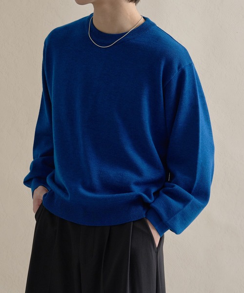 epnok（エプノック）の「ベーシックルーズハイゲージニット（ニット/セーター・メンズ・チャコールグレー/ブルー/レッド・SMALL/MEDIUM/LARGE）」の17枚目の写真