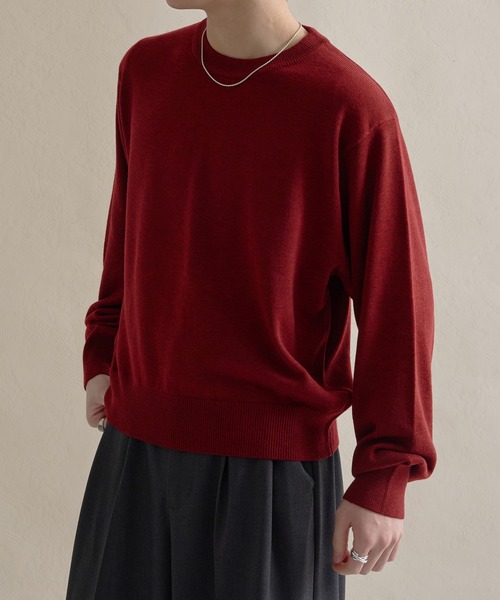 epnok（エプノック）の「ベーシックルーズハイゲージニット（ニット/セーター・メンズ・チャコールグレー/ブルー/レッド・SMALL/MEDIUM/LARGE）」の7枚目の写真