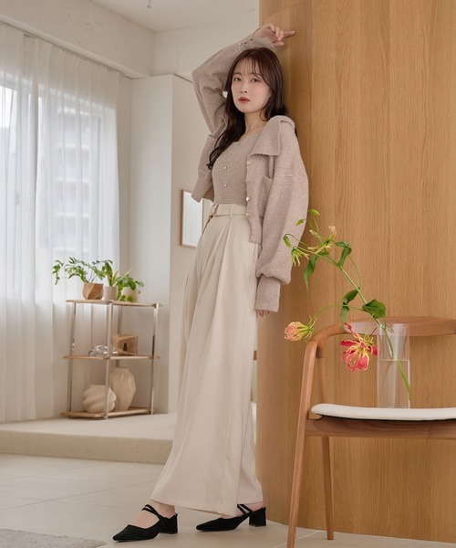 mideal(マイディール)の「tuck pleated wide pants / タックプリーツワイドパンツ(その他パンツ・レディース・ブラック/アイボリー・MEDIUM/SMALL)」の10枚目の写真