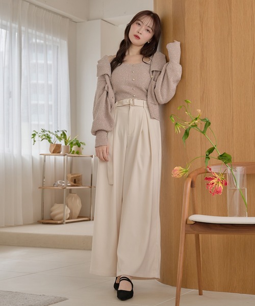 mideal(マイディール)の「tuck pleated wide pants / タックプリーツワイドパンツ(その他パンツ・レディース・ブラック/アイボリー・MEDIUM/SMALL)」の11枚目の写真