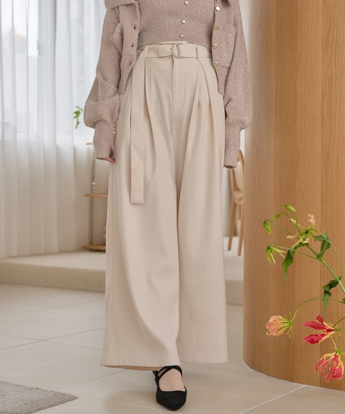 mideal(マイディール)の「tuck pleated wide pants / タックプリーツワイドパンツ(その他パンツ・レディース・ブラック/アイボリー・MEDIUM/SMALL)」の7枚目の写真
