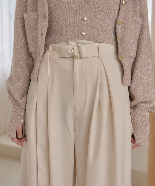 mideal(マイディール)の「tuck pleated wide pants / タックプリーツワイドパンツ(その他パンツ・レディース・ブラック/アイボリー・MEDIUM/SMALL)」の16枚目の写真