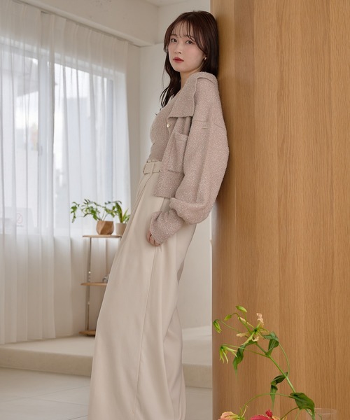 mideal(マイディール)の「tuck pleated wide pants / タックプリーツワイドパンツ(その他パンツ・レディース・ブラック/アイボリー・MEDIUM/SMALL)」の12枚目の写真