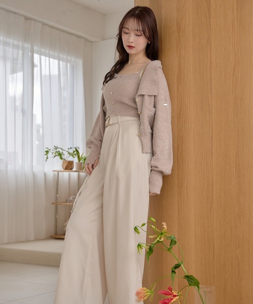 mideal(マイディール)の「tuck pleated wide pants / タックプリーツワイドパンツ(その他パンツ・レディース・ブラック/アイボリー・MEDIUM/SMALL)」の13枚目の写真