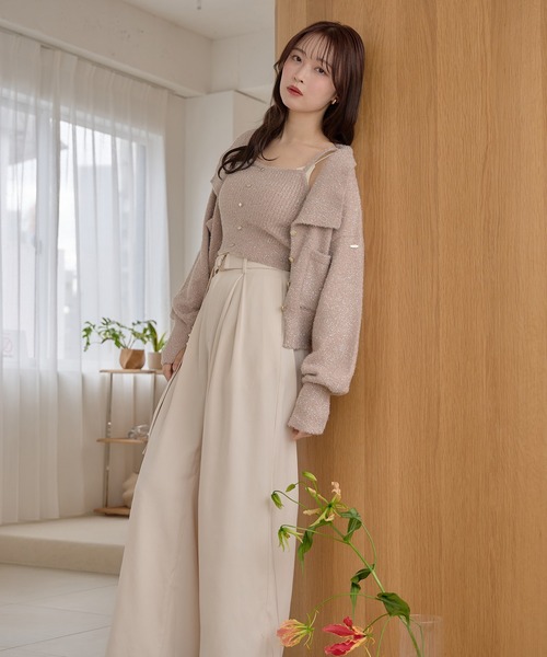 mideal(マイディール)の「tuck pleated wide pants / タックプリーツワイドパンツ(その他パンツ・レディース・ブラック/アイボリー・MEDIUM/SMALL)」の14枚目の写真