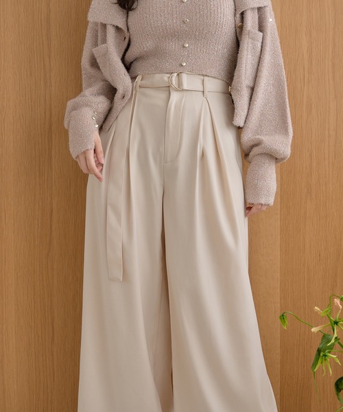 mideal(マイディール)の「tuck pleated wide pants / タックプリーツワイドパンツ(その他パンツ・レディース・ブラック/アイボリー・MEDIUM/SMALL)」の15枚目の写真