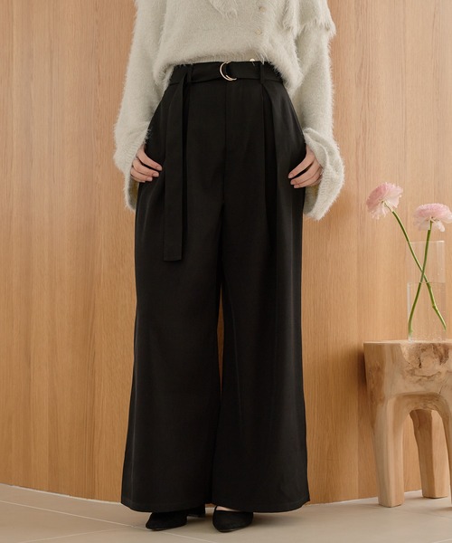 mideal(マイディール)の「tuck pleated wide pants / タックプリーツワイドパンツ(その他パンツ・レディース・ブラック/アイボリー・MEDIUM/SMALL)」の19枚目の写真