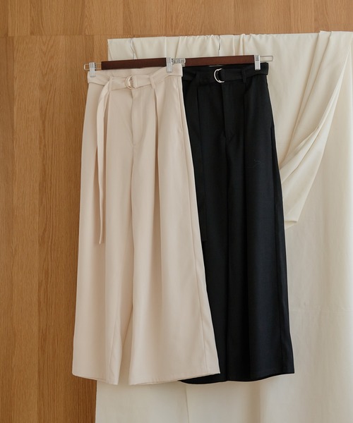 mideal(マイディール)の「tuck pleated wide pants / タックプリーツワイドパンツ(その他パンツ・レディース・ブラック/アイボリー・MEDIUM/SMALL)」の6枚目の写真