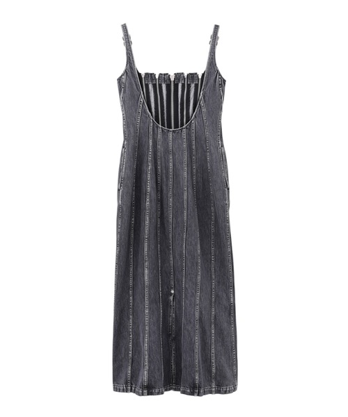 JOHN LAWRENCE SULLIVAN（ジョンローレンスサリバン）の「WASHED DENIM CORSET DRESS（ワンピース・レディース・ブラック・SMALL/MEDIUM）」の2枚目の写真