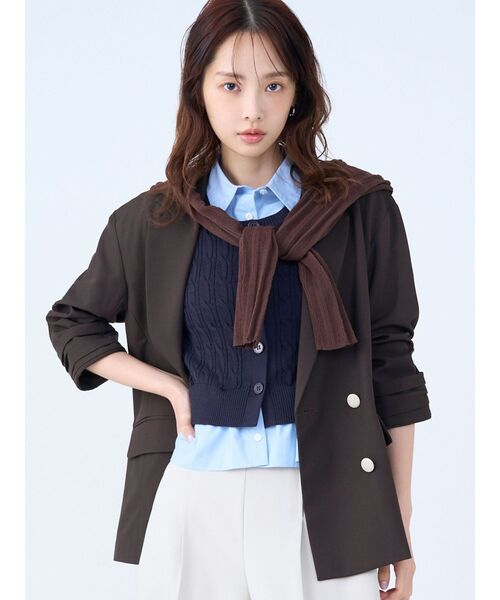 LAGUNAMOON（ラグナムーン）の「バイカラーボタンジャケット 【春服】【オフィスカジュアル】【セットアップ対応】（テーラードジャケット・レディース・ブラウン/ベージュ・FREE）」の10枚目の写真