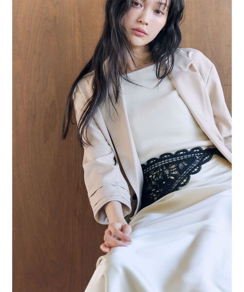 LAGUNAMOON（ラグナムーン）の「バイカラーボタンジャケット（テーラードジャケット・レディース・ブラウン/ベージュ・FREE）」の3枚目の写真