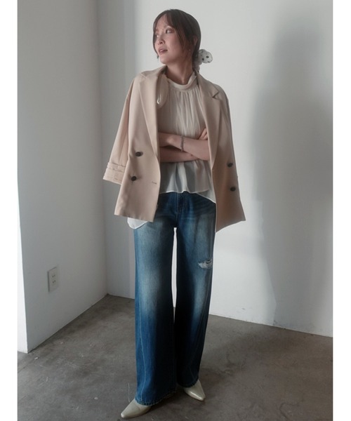 LAGUNAMOON（ラグナムーン）の「バイカラーボタンジャケット 【春服】【オフィスカジュアル】【セットアップ対応】（テーラードジャケット・レディース・ブラウン/ベージュ・FREE）」の14枚目の写真