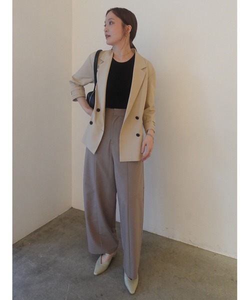 LAGUNAMOON（ラグナムーン）の「バイカラーボタンジャケット 【春服】【オフィスカジュアル】【セットアップ対応】（テーラードジャケット・レディース・ブラウン/ベージュ・FREE）」の12枚目の写真