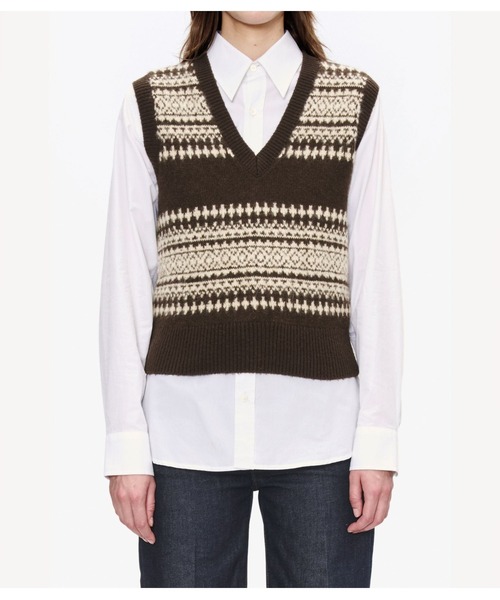 A.P.C.（アーペーセー）の「GILET/ニットベスト（ベスト・レディース・ブラウン・S）」の4枚目の写真