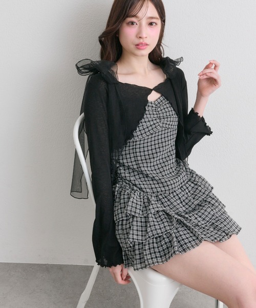 OLIVE des OLIVE(オリーブデオリーブ)の「肩リボンミニキャミワンピとボレロセット(ワンピース・レディース・オフホワイト/サックスブルー/ブラック・FREE)」の10枚目の写真