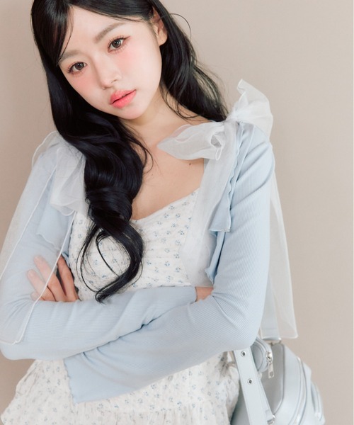 OLIVE des OLIVE(オリーブデオリーブ)の「肩リボンミニキャミワンピとボレロセット(ワンピース・レディース・オフホワイト/サックスブルー/ブラック・FREE)」の4枚目の写真