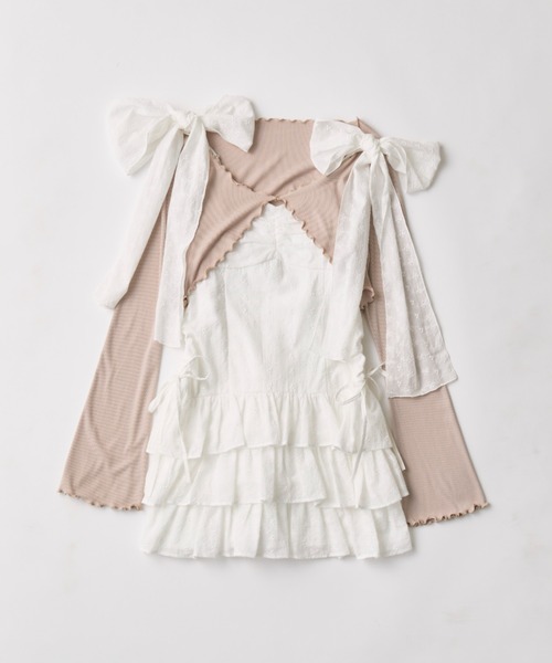 OLIVE des OLIVE(オリーブデオリーブ)の「肩リボンミニキャミワンピとボレロセット(ワンピース・レディース・オフホワイト/サックスブルー/ブラック・FREE)」の14枚目の写真