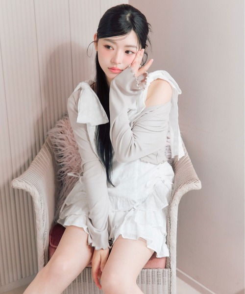 OLIVE des OLIVE(オリーブデオリーブ)の「肩リボンミニキャミワンピとボレロセット(ワンピース・レディース・オフホワイト/サックスブルー/ブラック・FREE)」の22枚目の写真