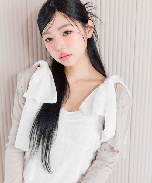 OLIVE des OLIVE(オリーブデオリーブ)の「肩リボンミニキャミワンピとボレロセット(ワンピース・レディース・オフホワイト/サックスブルー/ブラック・FREE)」の21枚目の写真