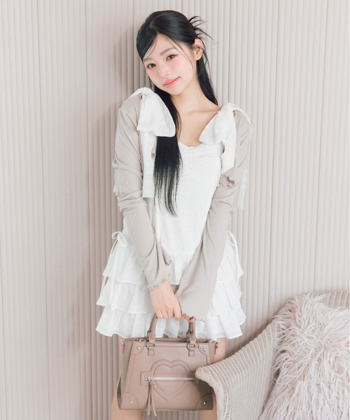 OLIVE des OLIVE(オリーブデオリーブ)の「肩リボンミニキャミワンピとボレロセット(ワンピース・レディース・オフホワイト/サックスブルー/ブラック・FREE)」の18枚目の写真